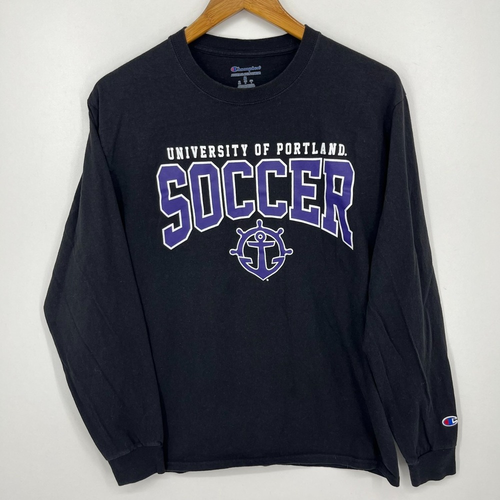 University of Portland Soccer Long Sleeve T-Shirt Men's Size M Black Champion
